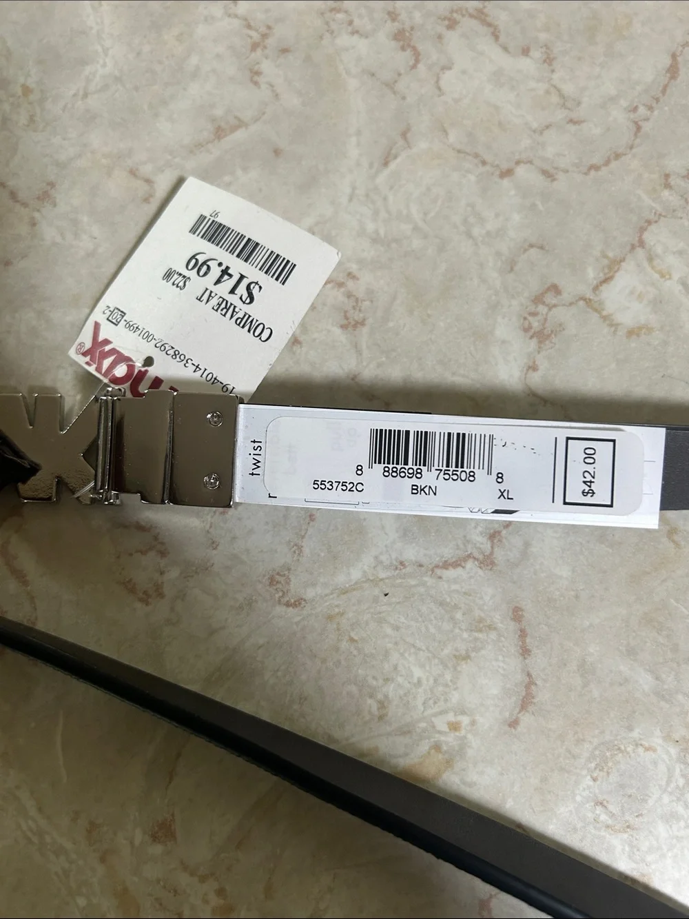 MICHAEL Michael Kors Black Belt with Silver MK Logo Buckle